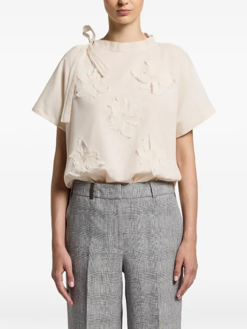 Peserico top con moño en el cuello y estampado floral