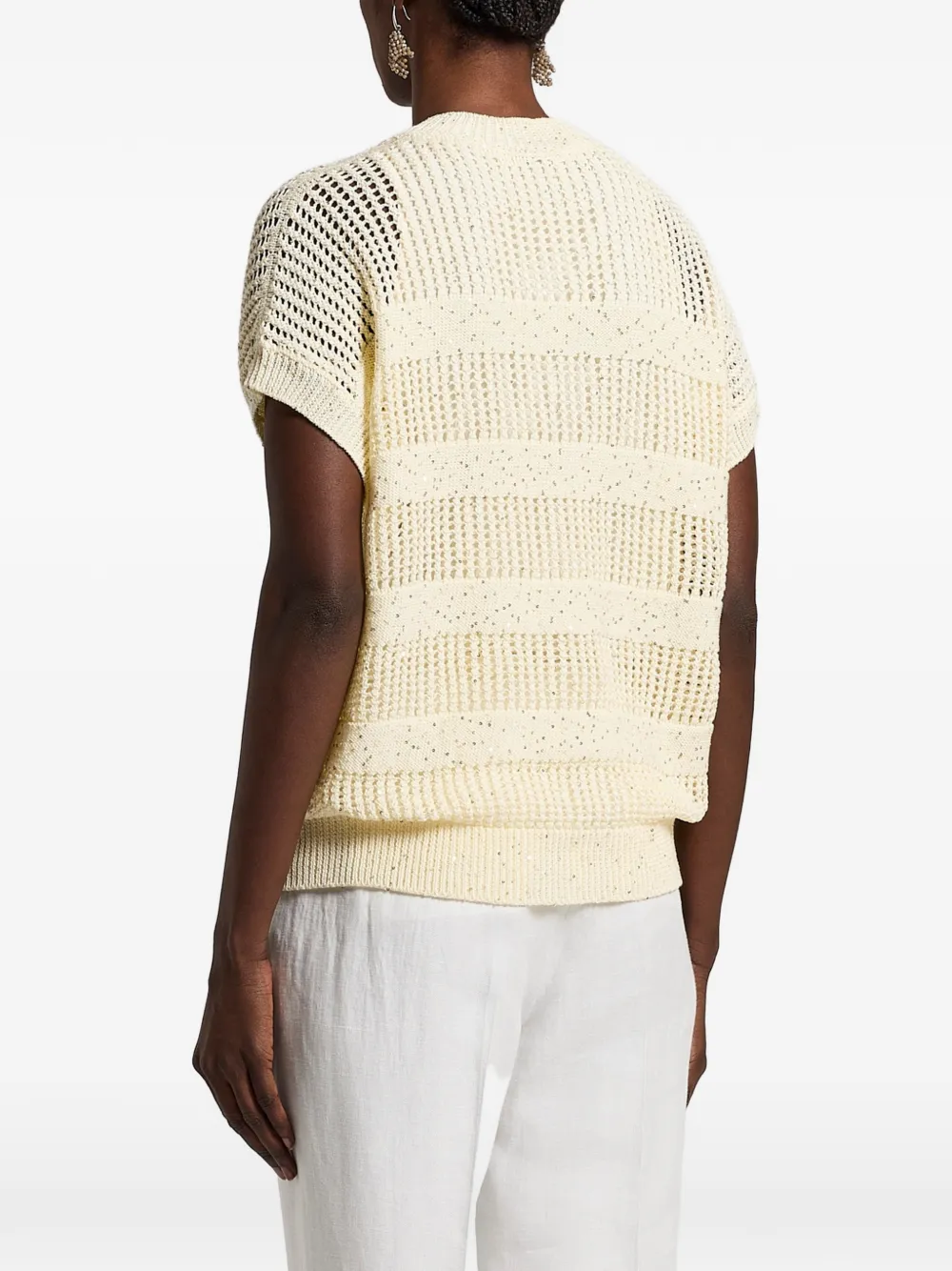 Peserico V-neck Open Knit Top - Yellow 