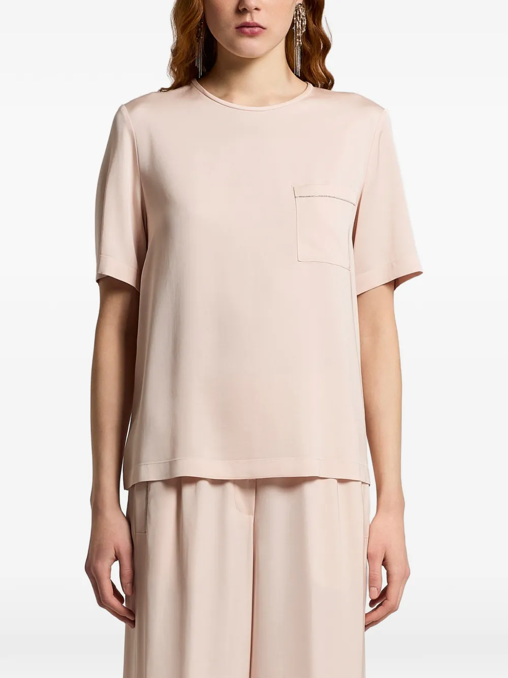 Peserico T-shirt con taschino - Rosa