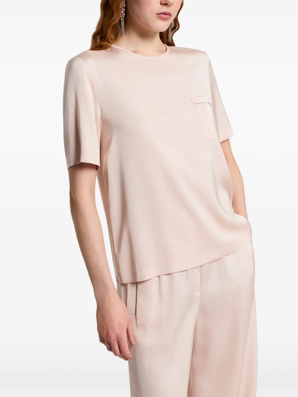 Peserico T-shirt met zak Roze