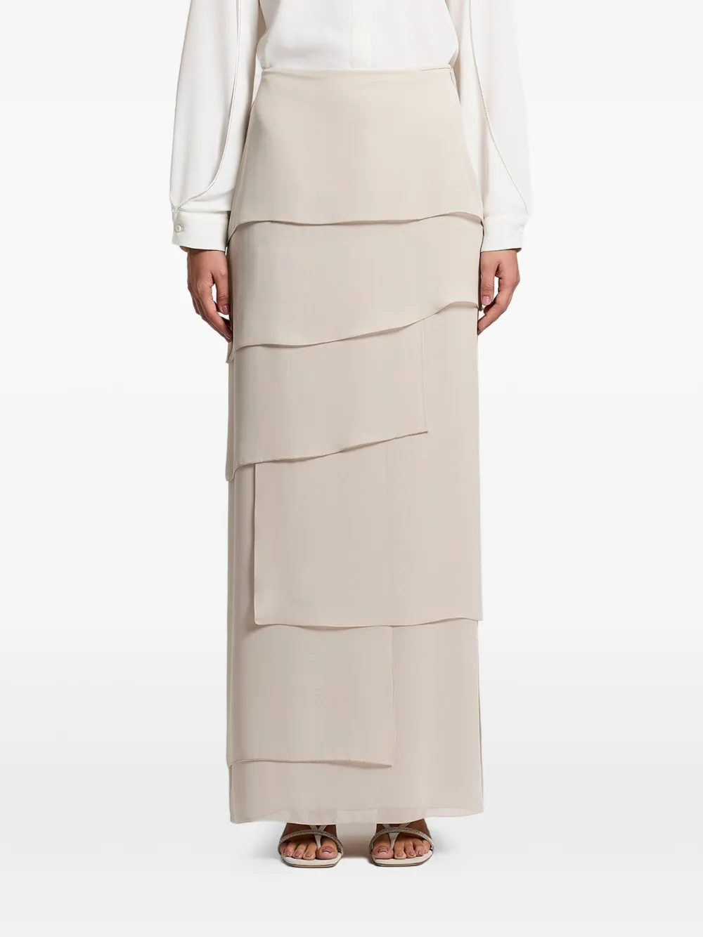 Peserico tiered maxi skirt - Toni neutri