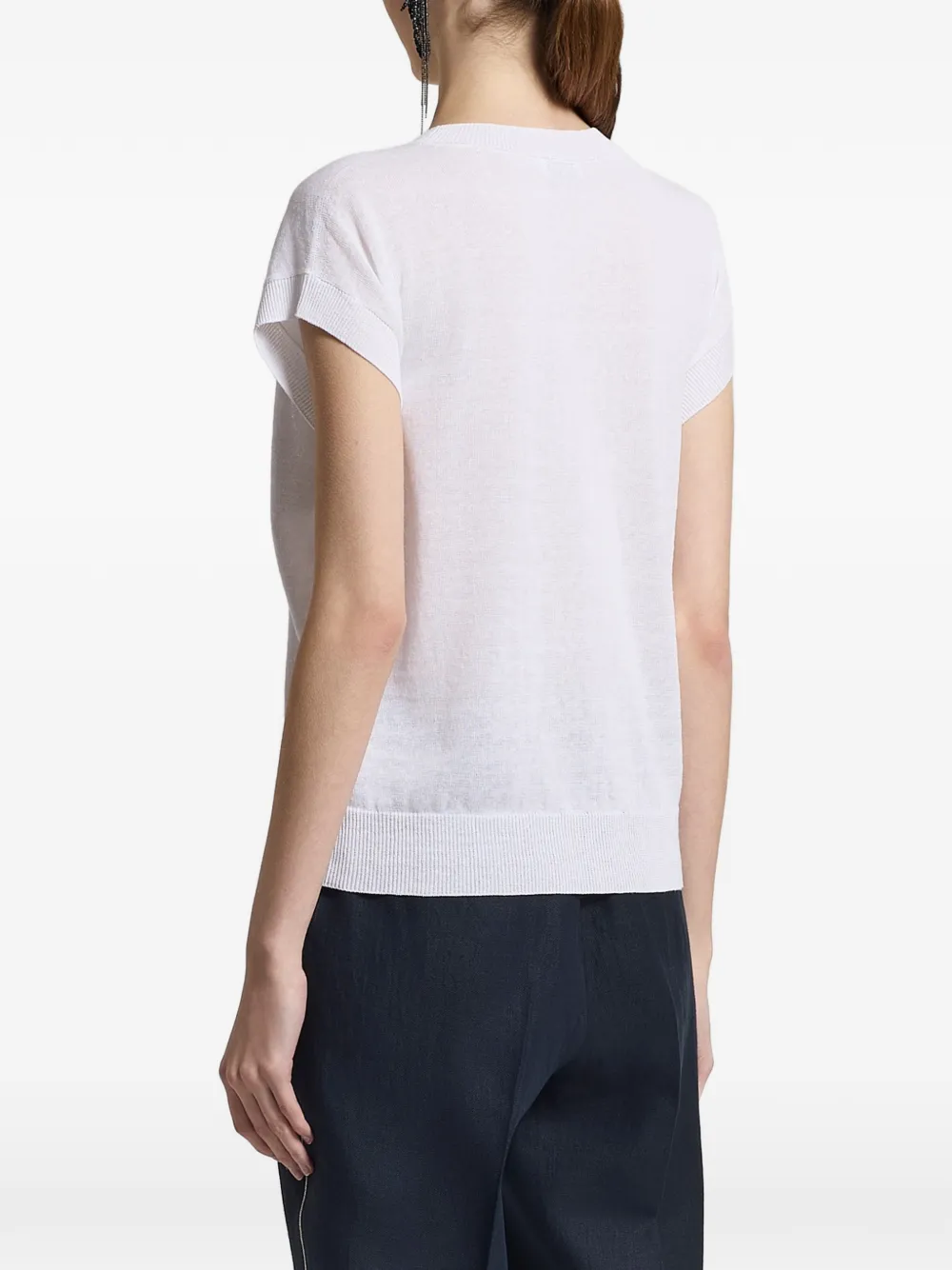 Peserico Gebreid T-shirt met zak Wit