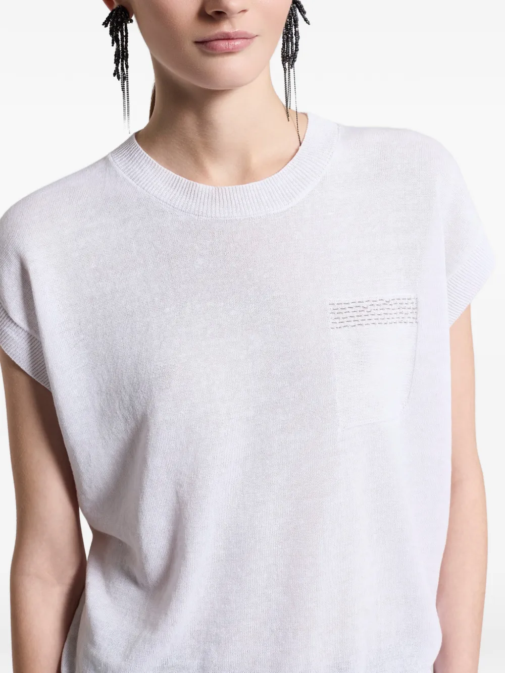 Peserico Gebreid T-shirt met zak Wit