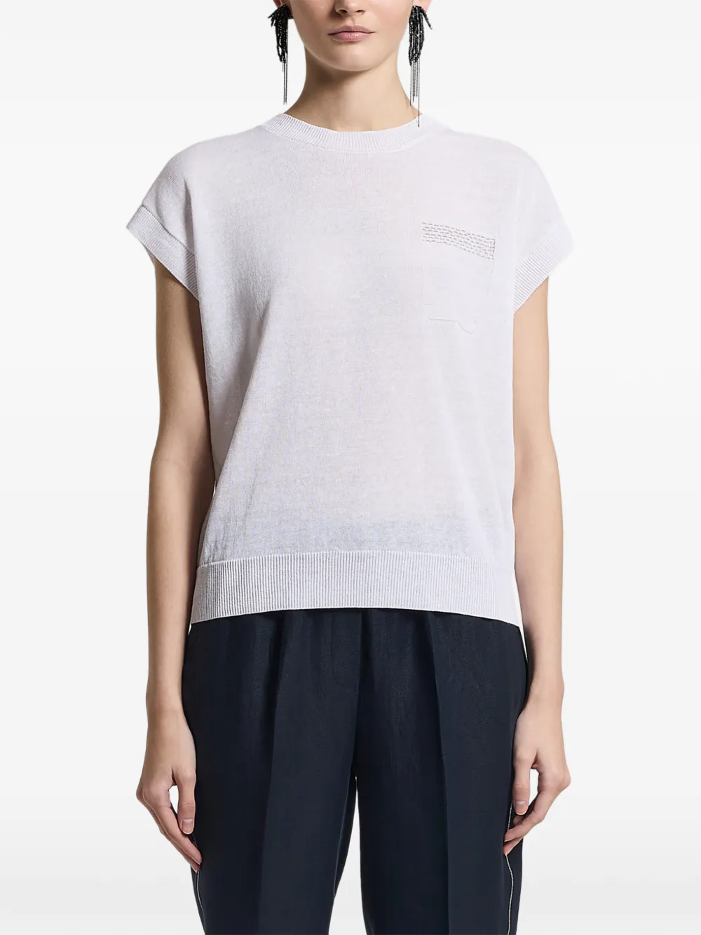 Peserico pocket knitted t-shirt - Bianco