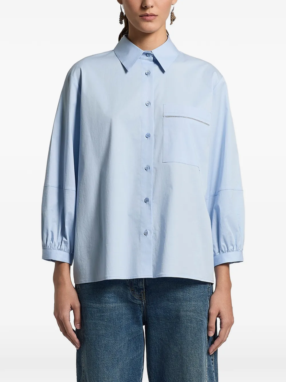 Peserico chest-pocket collared shirt - Blu