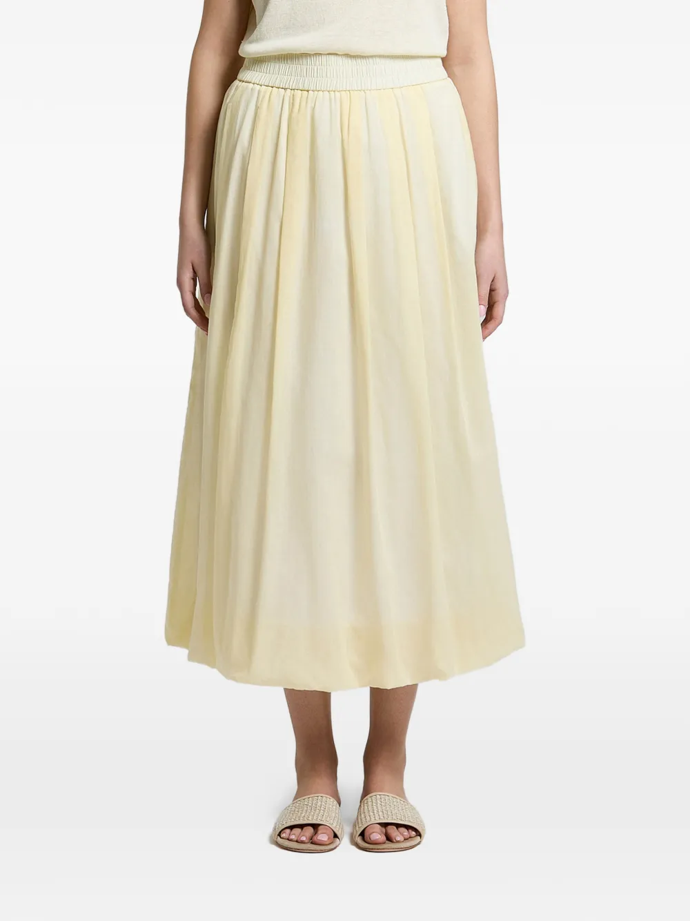 Peserico Plooirok met elastische taille Geel