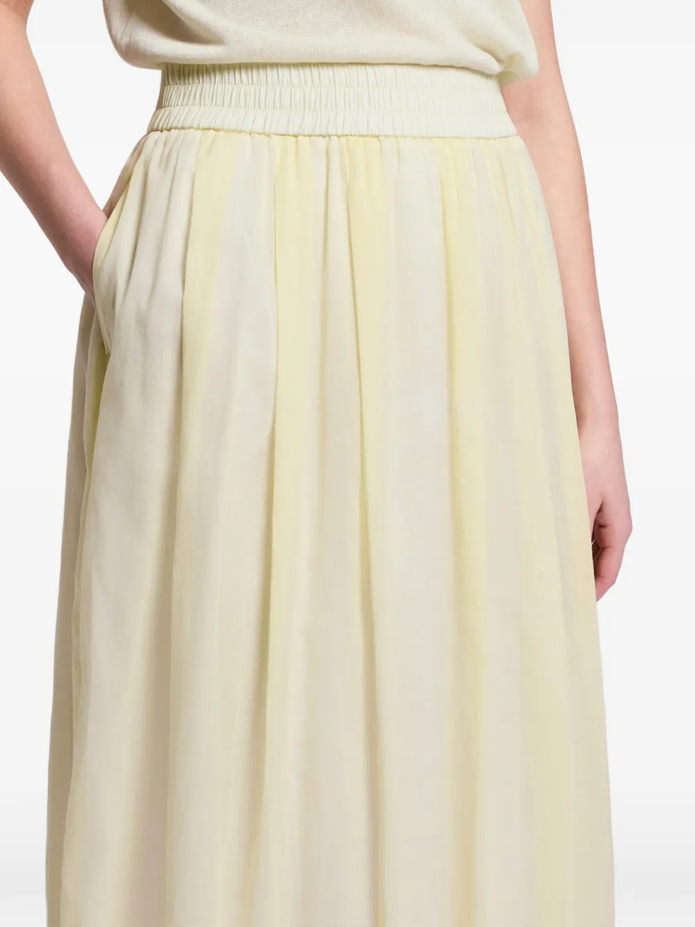 Peserico Plooirok met elastische taille Geel