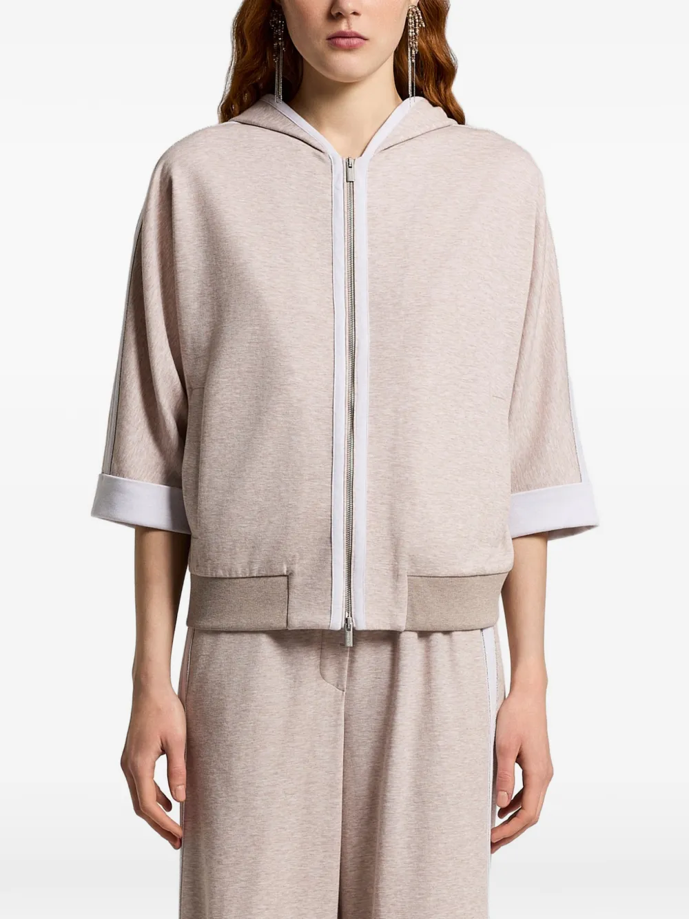 Peserico hooded striped jacket - Toni neutri