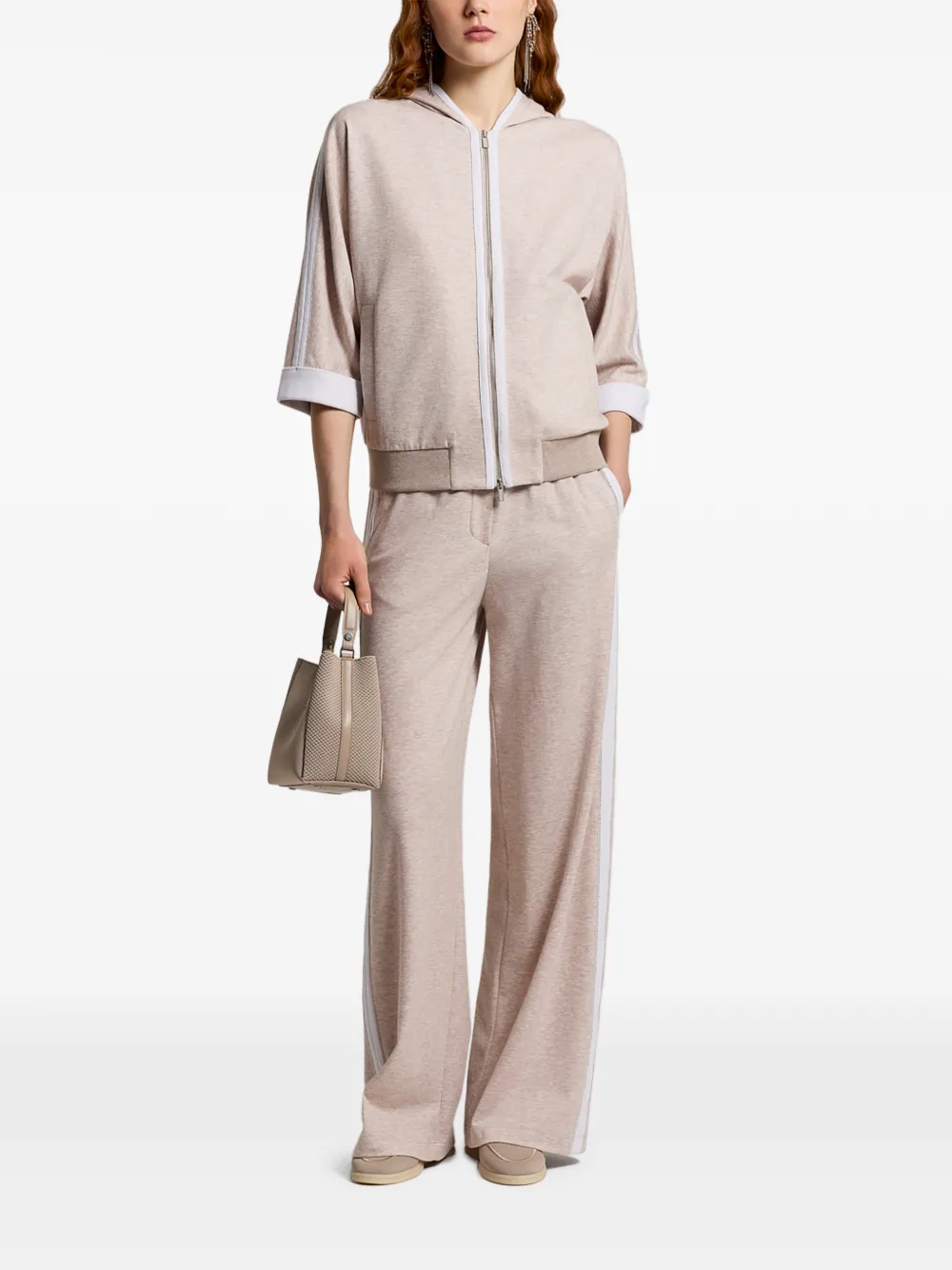 Peserico Hooded Striped Jacket - Neutrals 