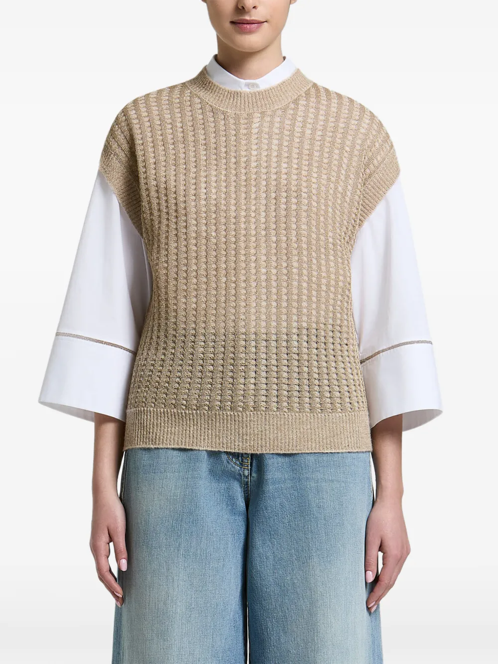 Peserico open-knit vest - Toni neutri