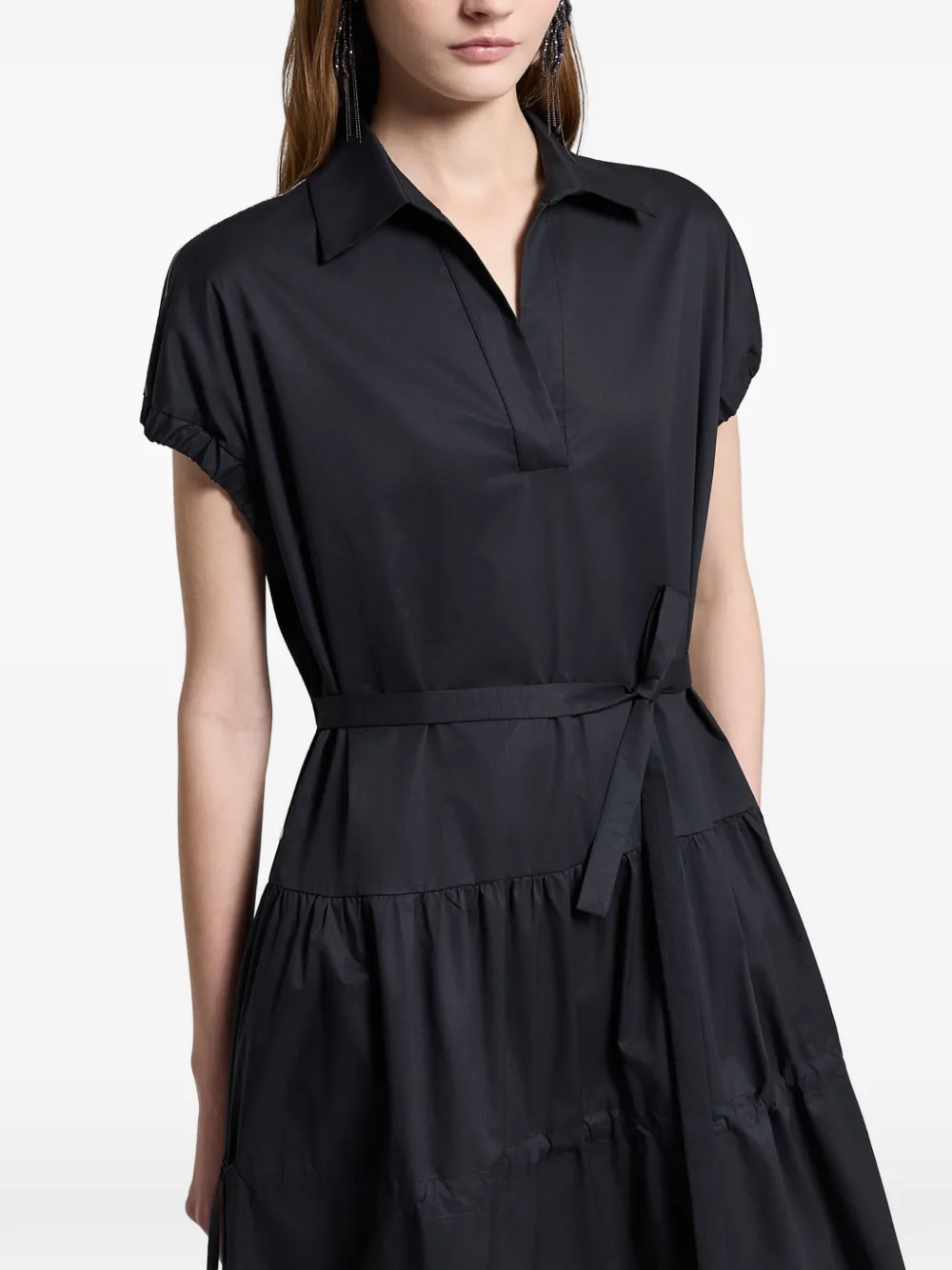 Tiered Belted Midi Dress