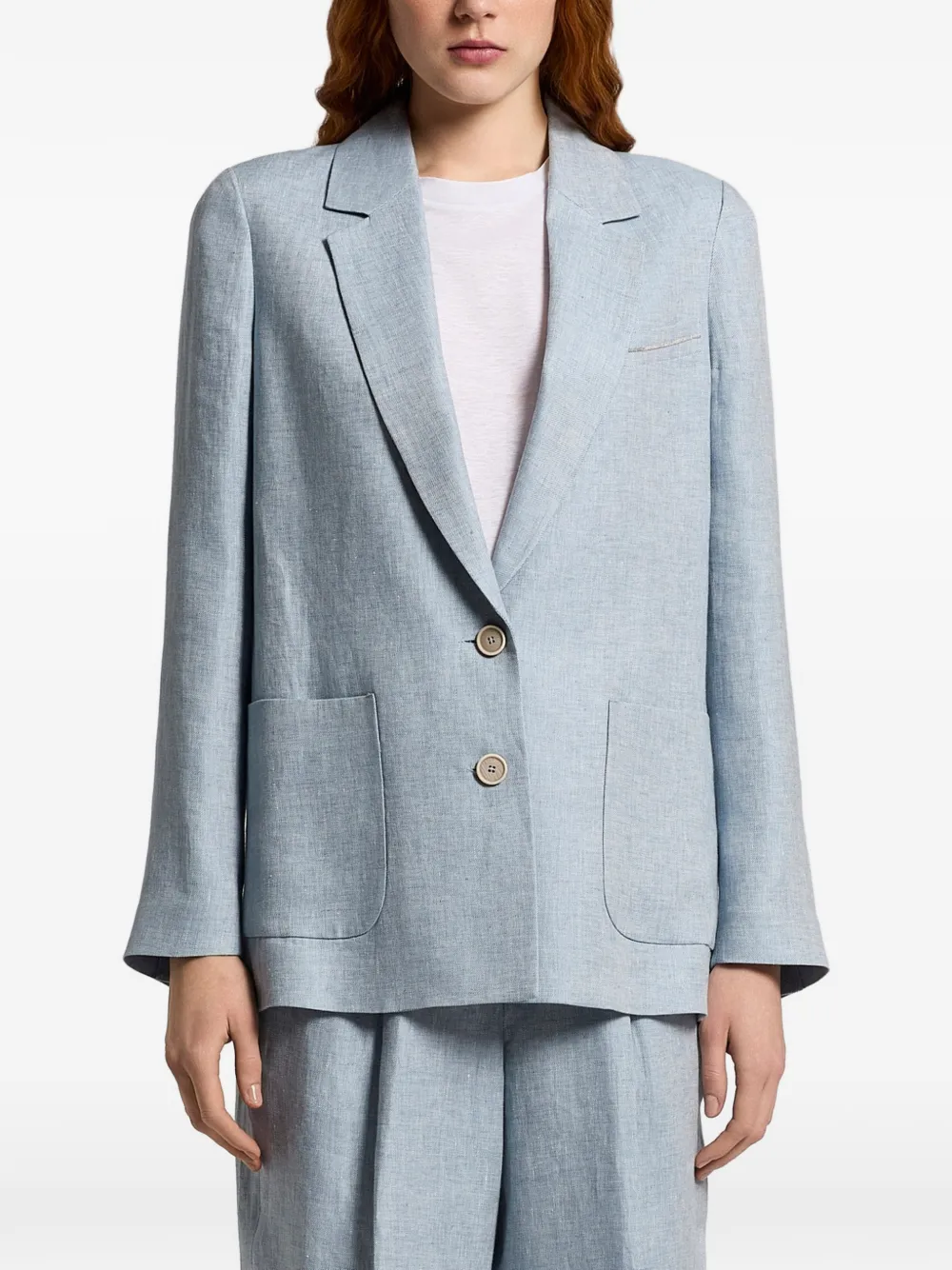 Peserico button patch-pocket blazer - Blu