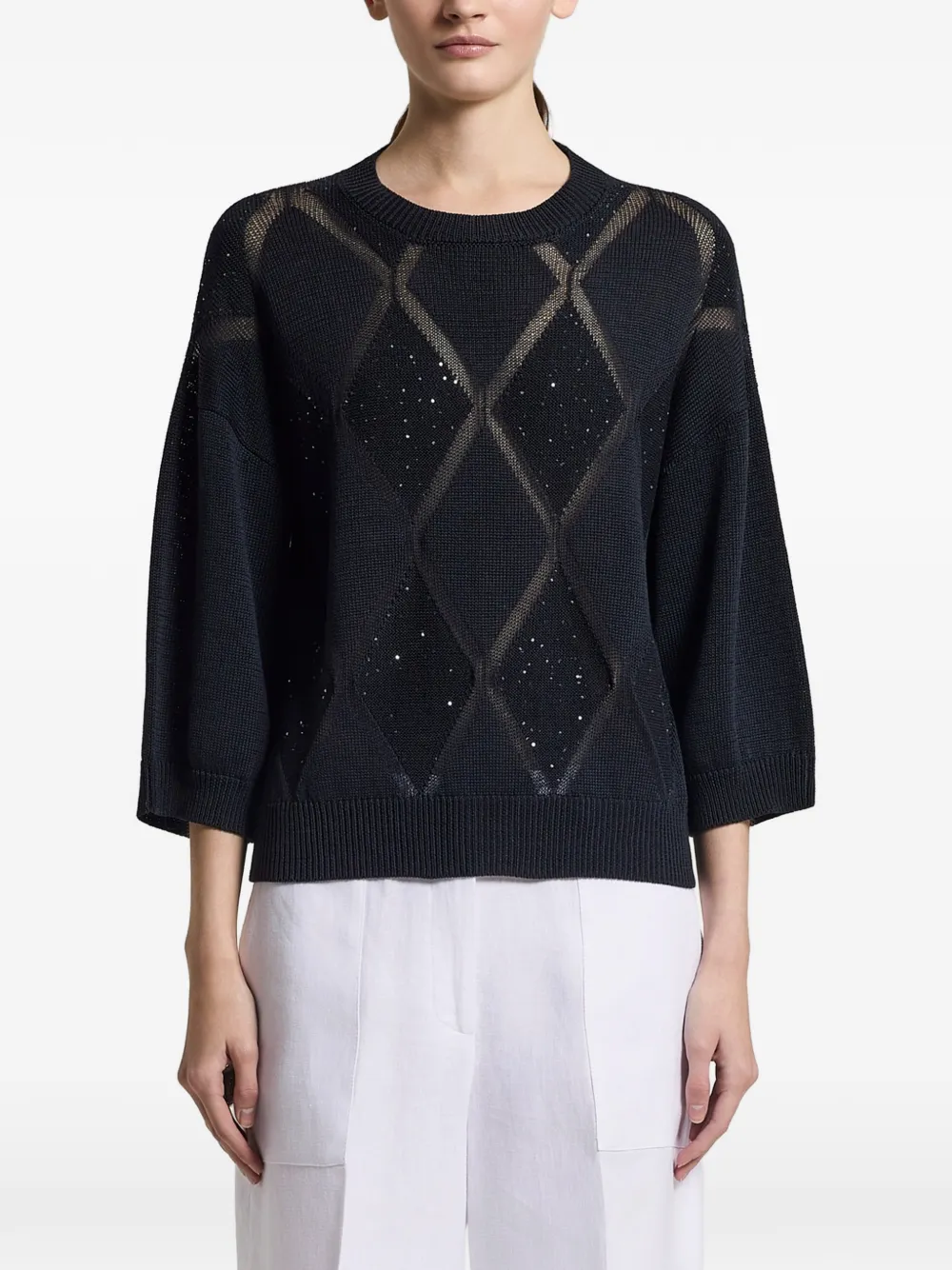 Peserico diamond knit jumper - Blu