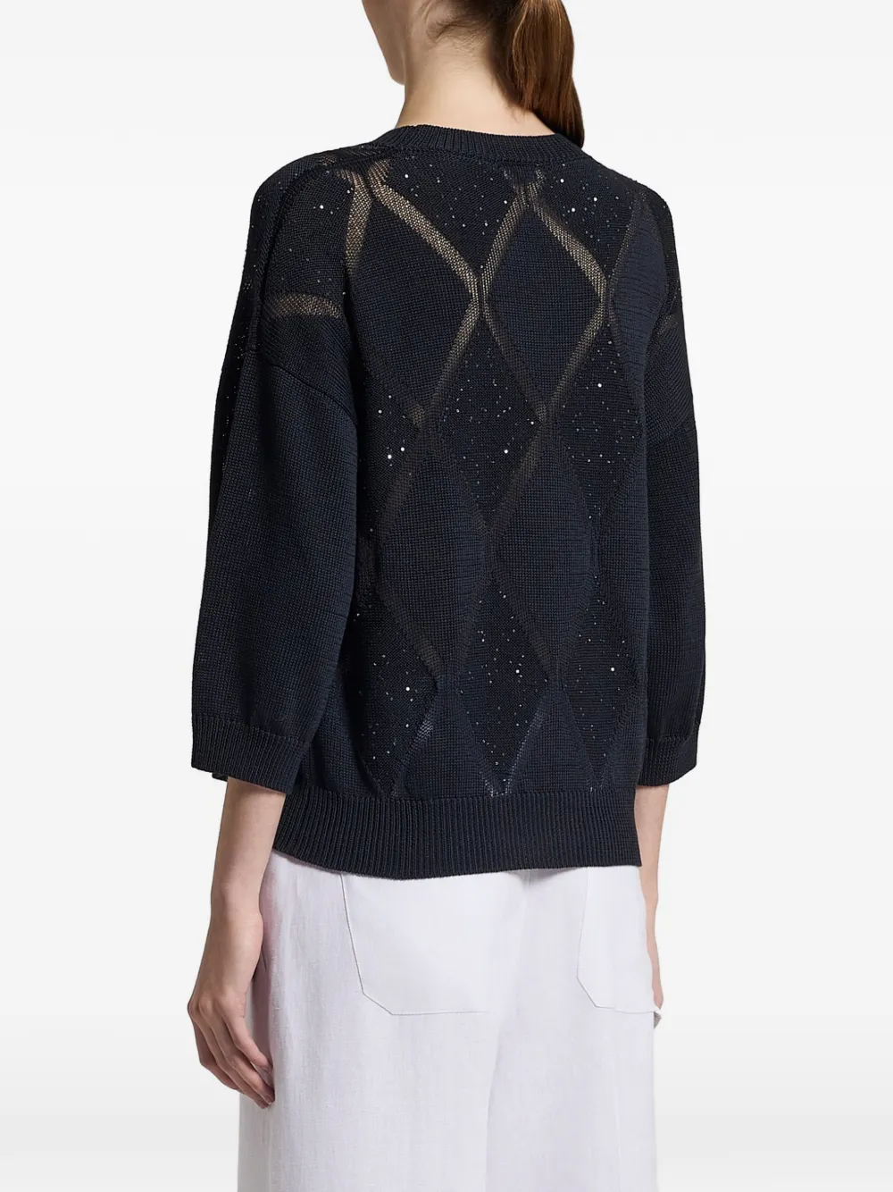  Peserico Diamond Knit Jumper - Blue 