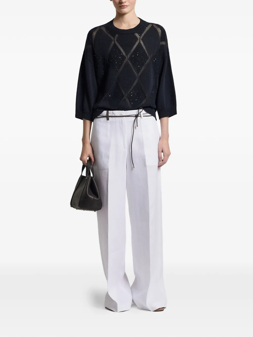  Peserico Diamond Knit Jumper - Blue 
