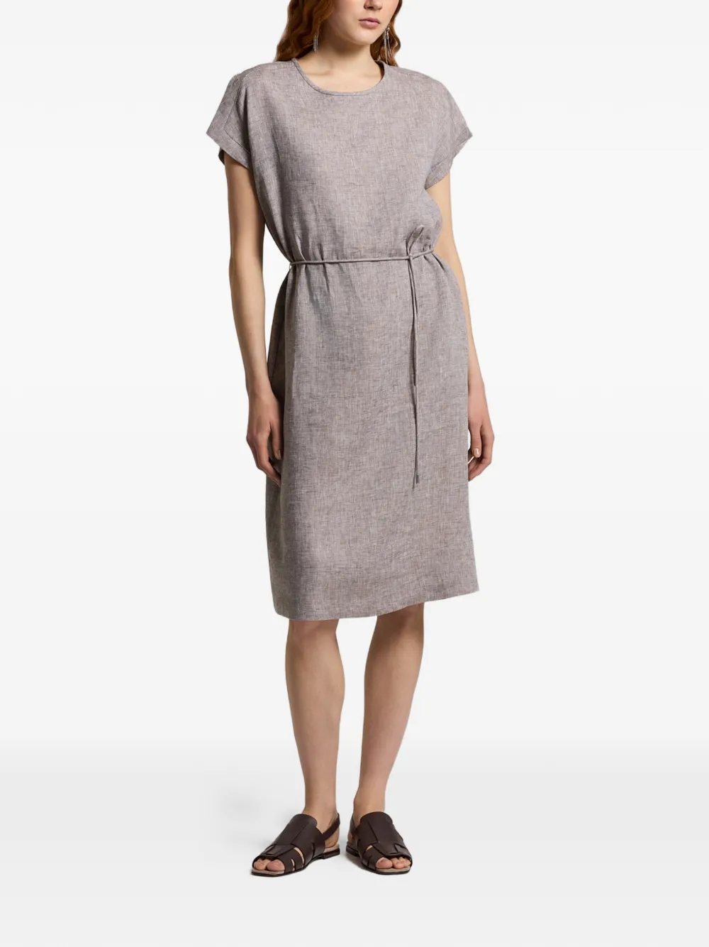 Peserico Jurk met gestrikte taille Beige