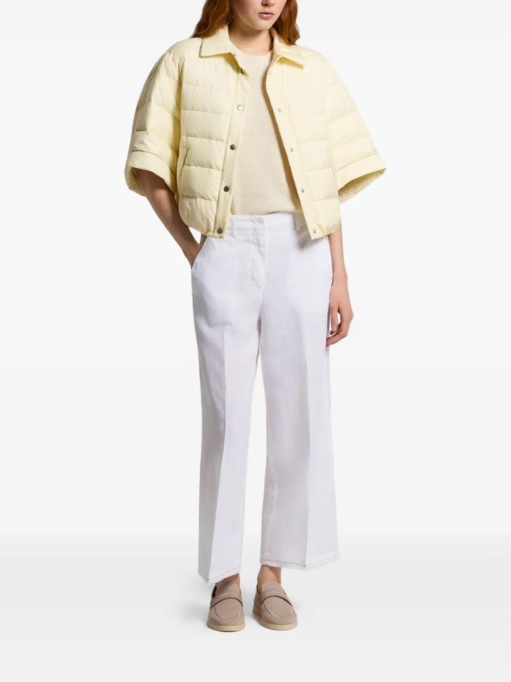  Peserico Short-sleeve Buttoned Jacket - Yellow 