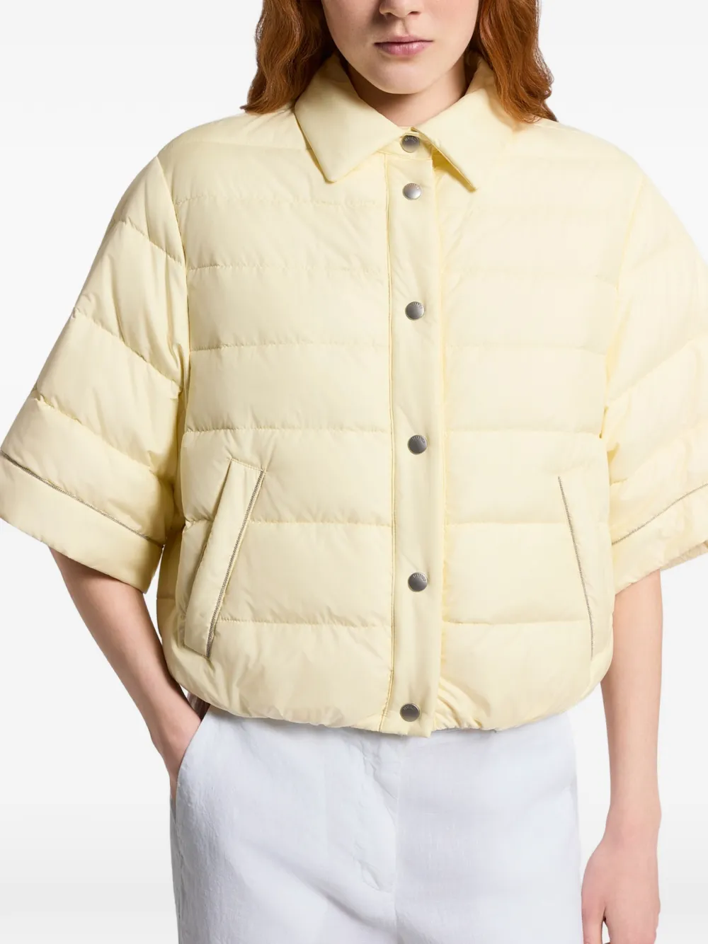  Peserico Short-sleeve Buttoned Jacket - Yellow 