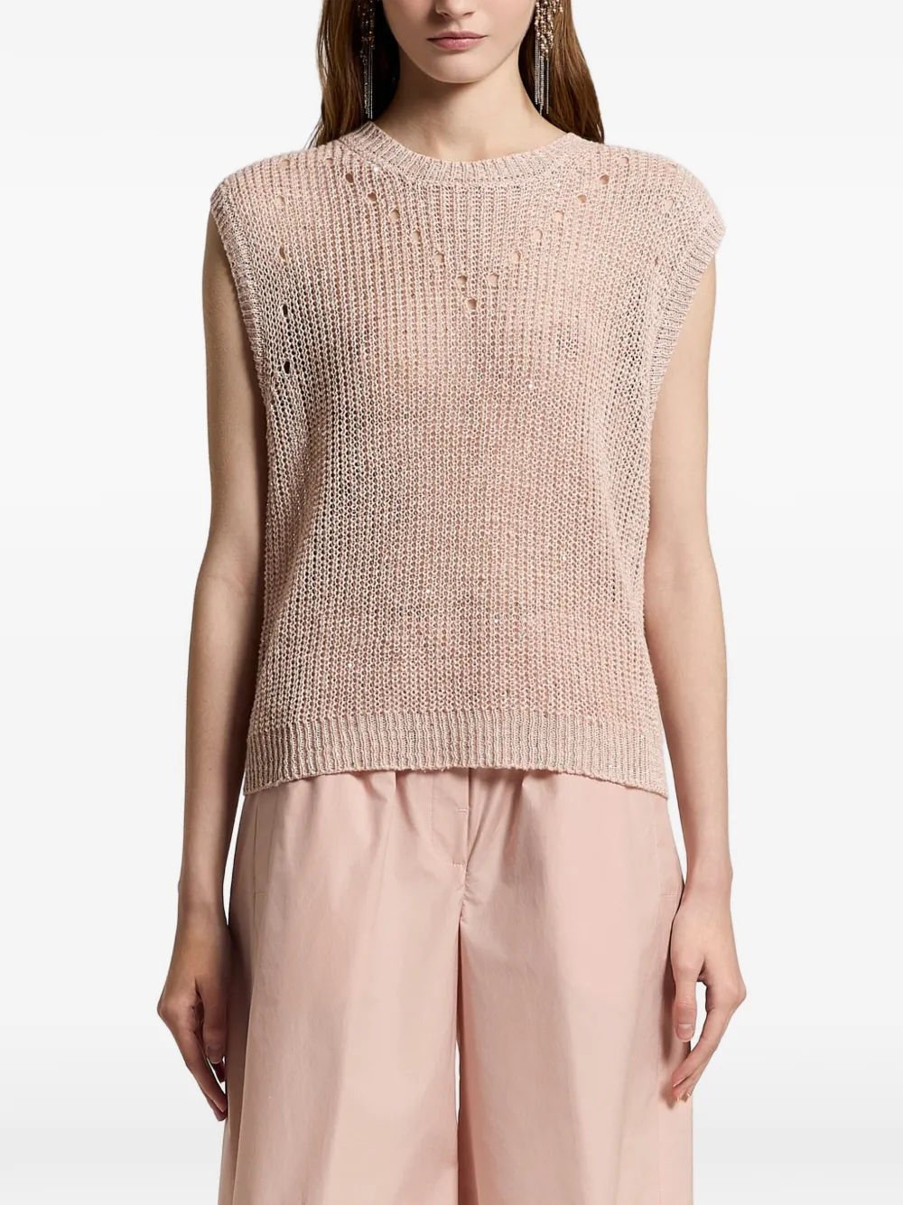 Peserico open knit vest - Rosa