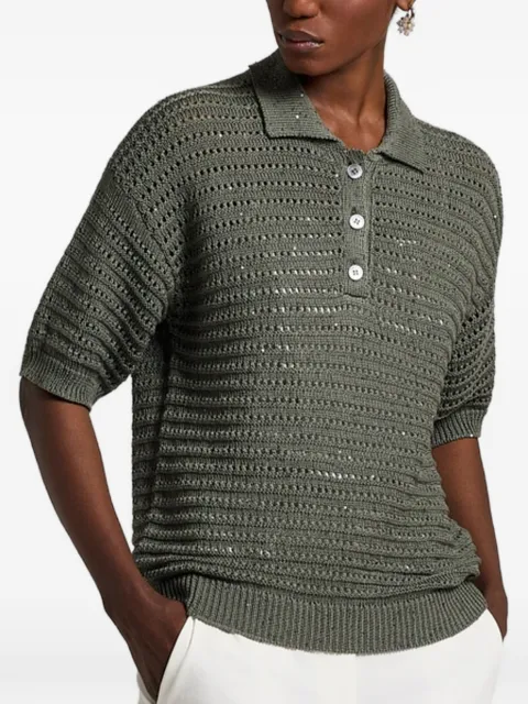 Peserico pointelle polo knitwear