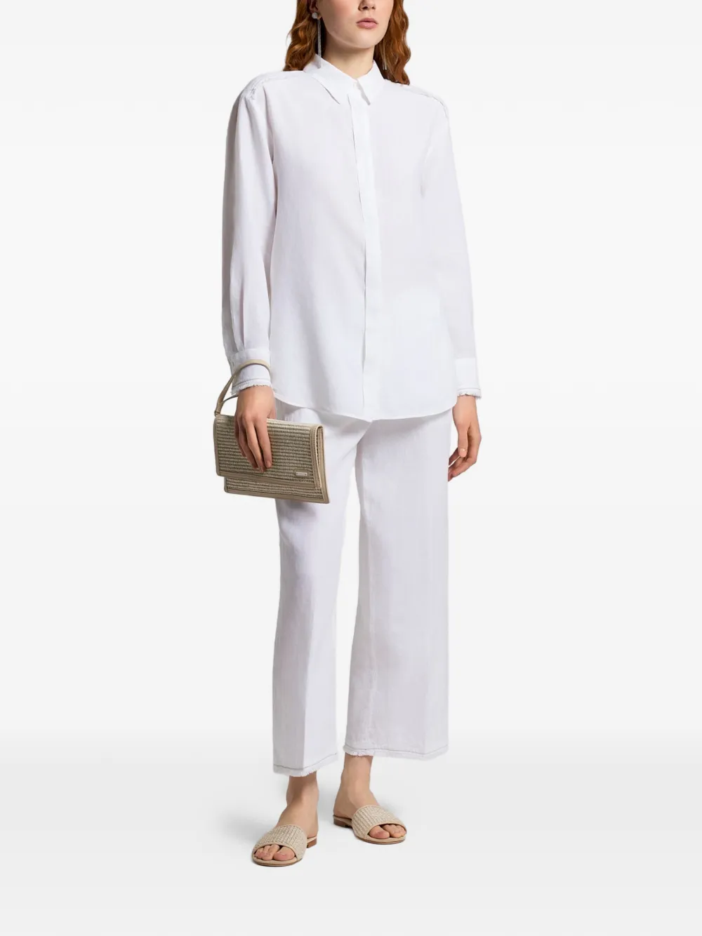Peserico blouse met franje Wit