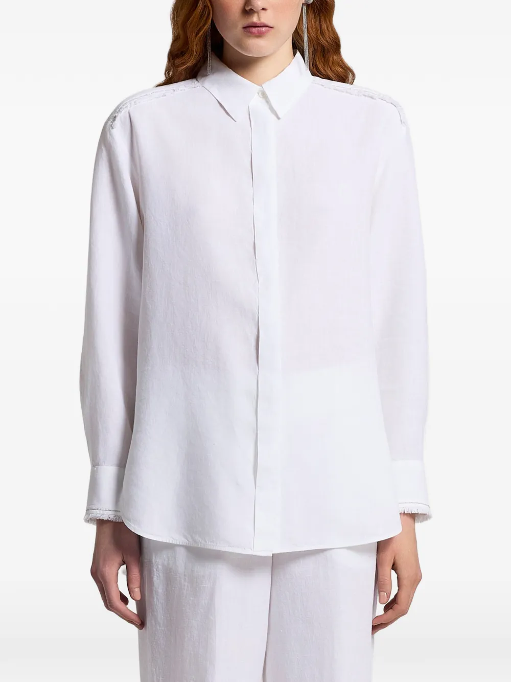 Peserico Camicia con frange - Bianco