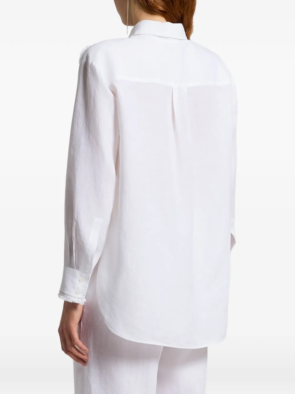 Peserico blouse met franje Wit
