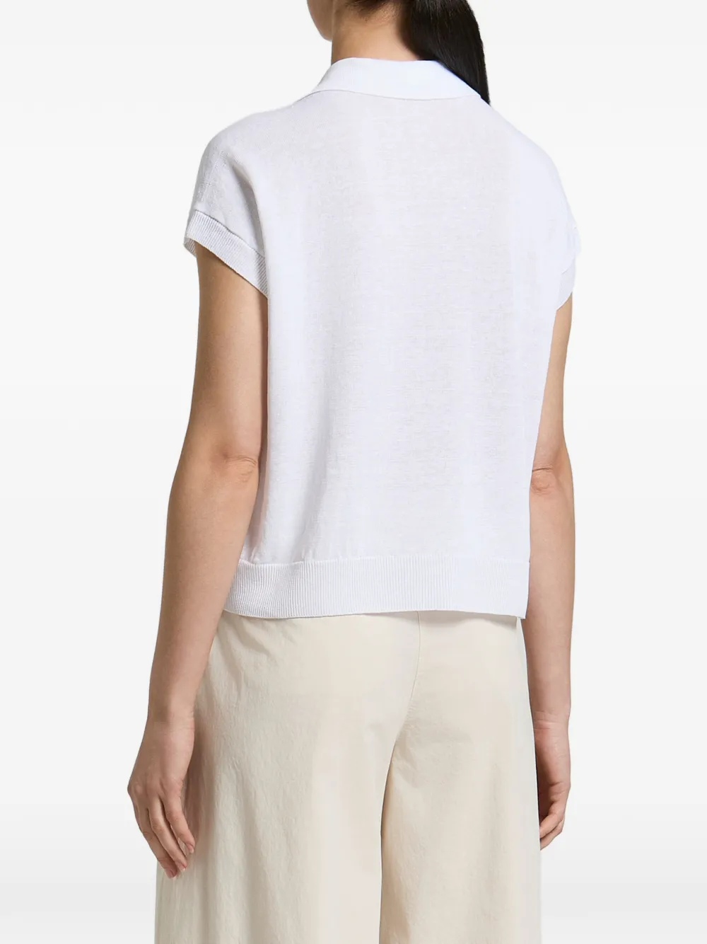 Peserico Trui met polokraag verfraaid met kralen Wit