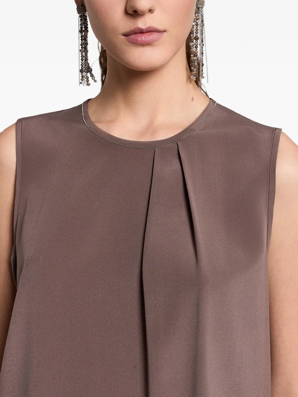 Pleated Sleeveless Top