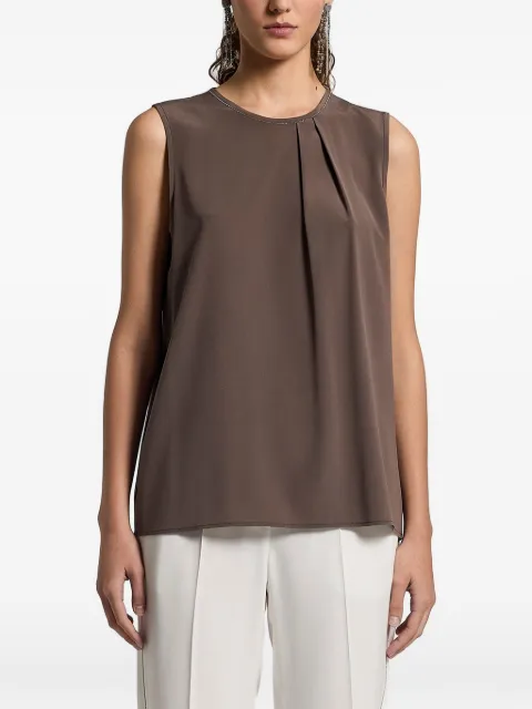 Peserico top con pliegues sin mangas