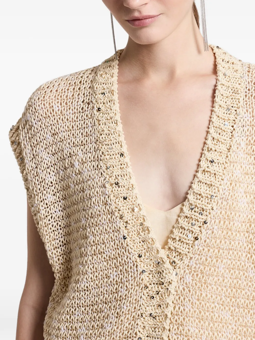 Peserico Vest met pailletten Beige