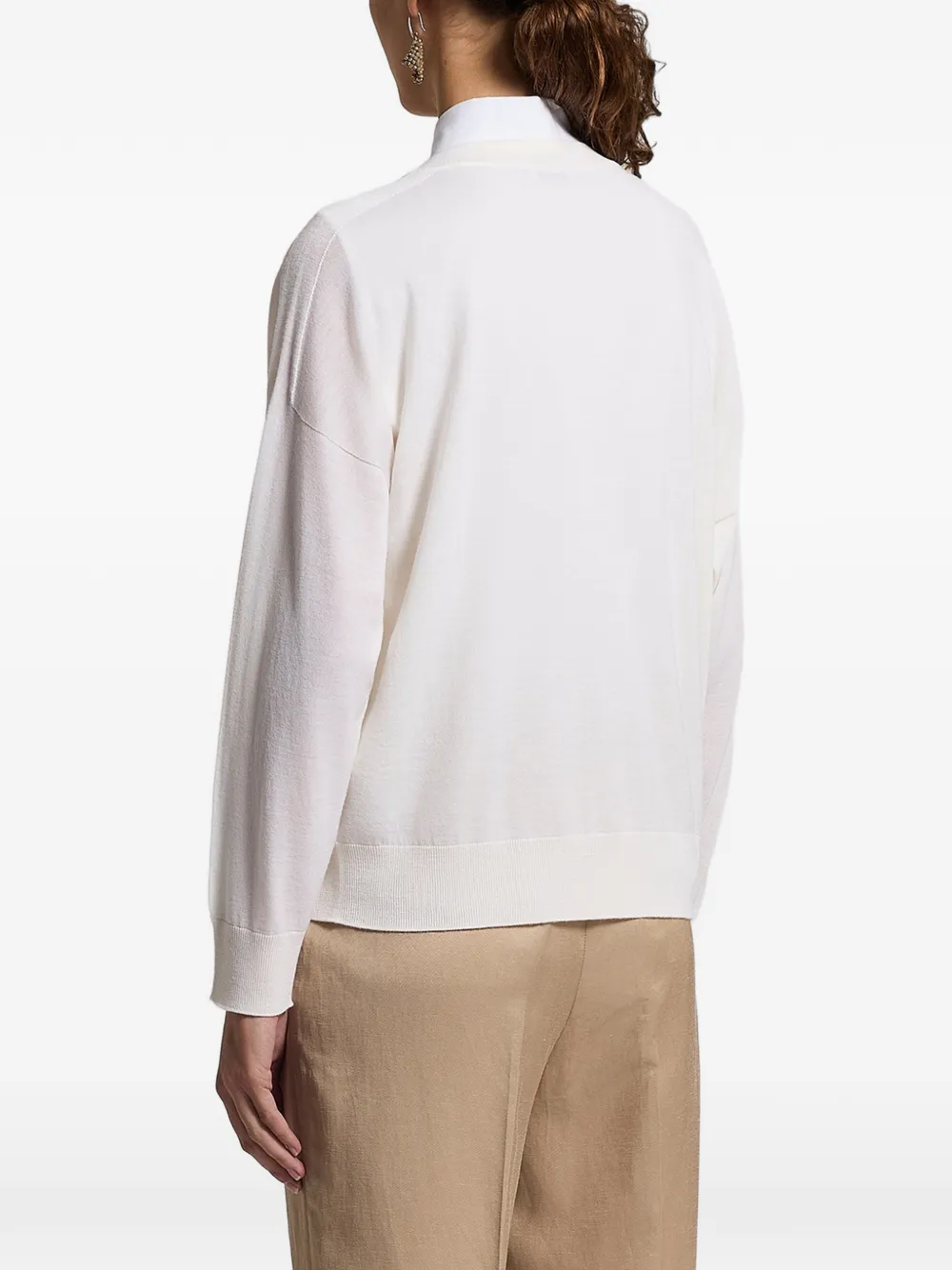 Peserico Trui met V-hals en zak Beige