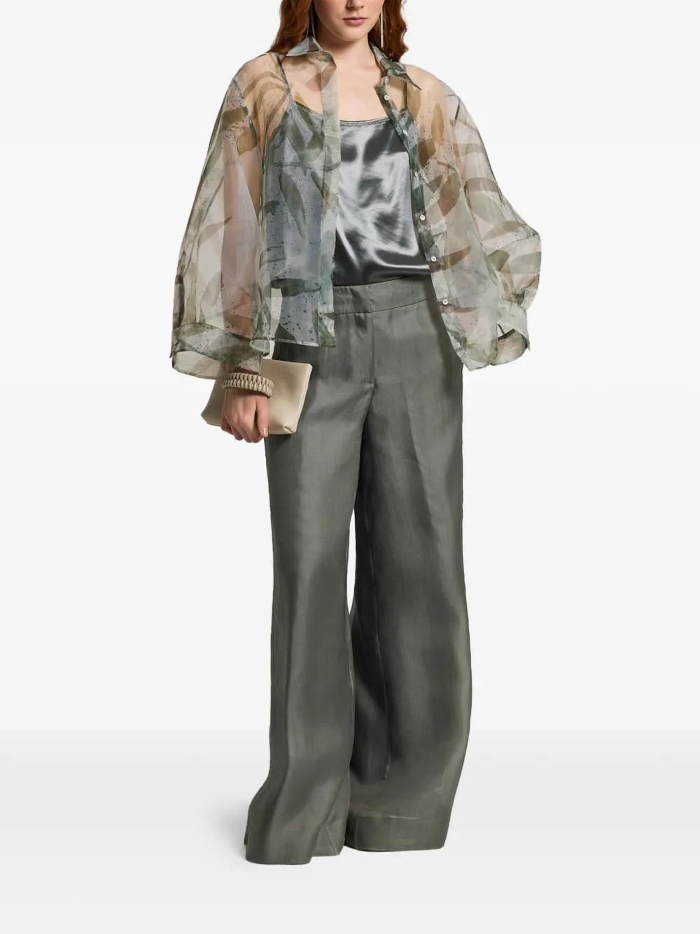  Peserico Floral Print Button Up Shirt - Green 
