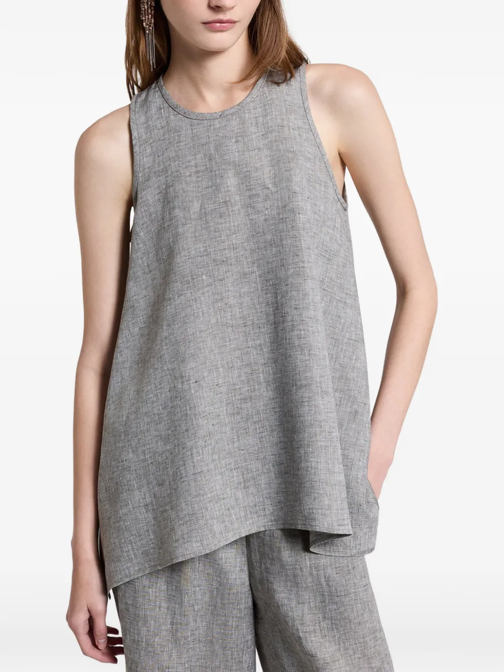  Peserico Asymmetric Sleeveless Top - Grey 