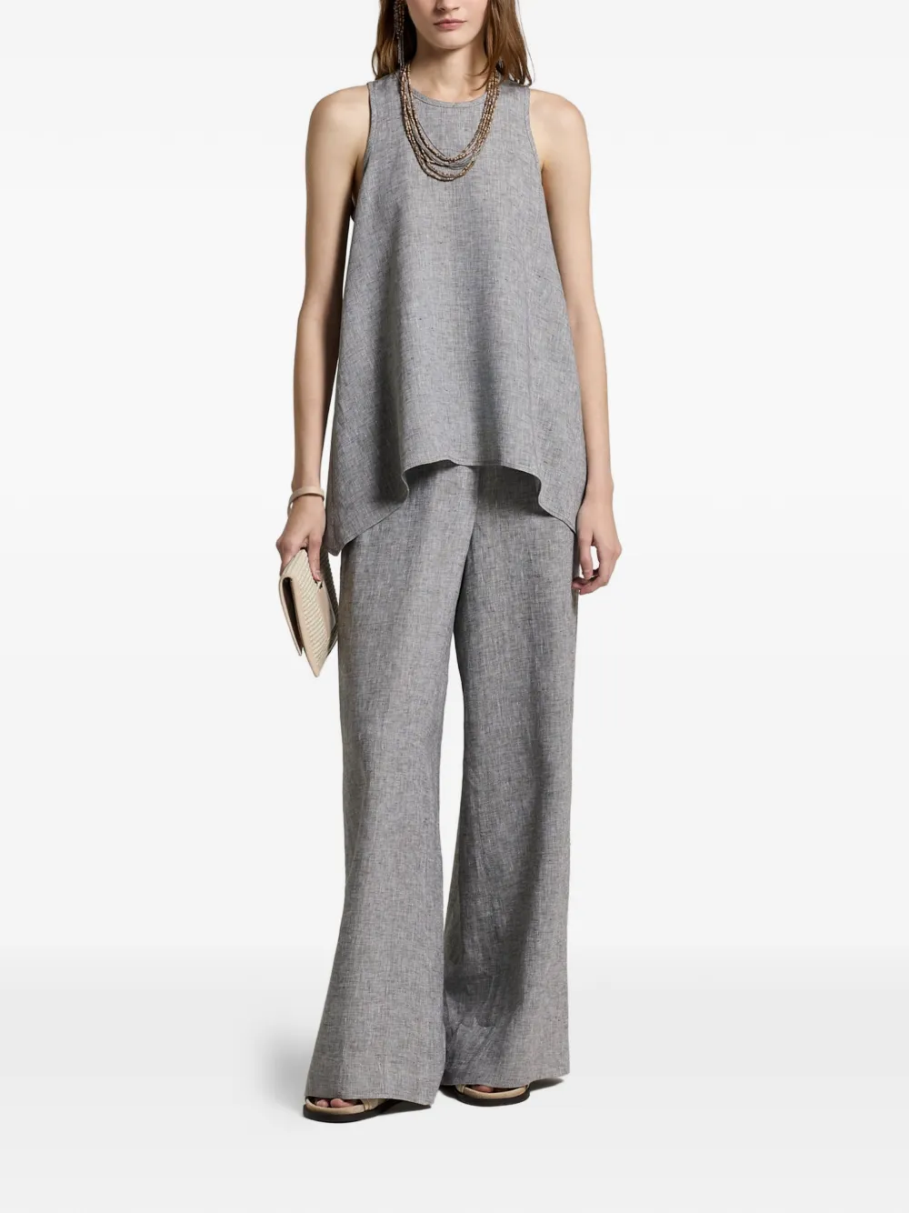  Peserico Asymmetric Sleeveless Top - Grey 