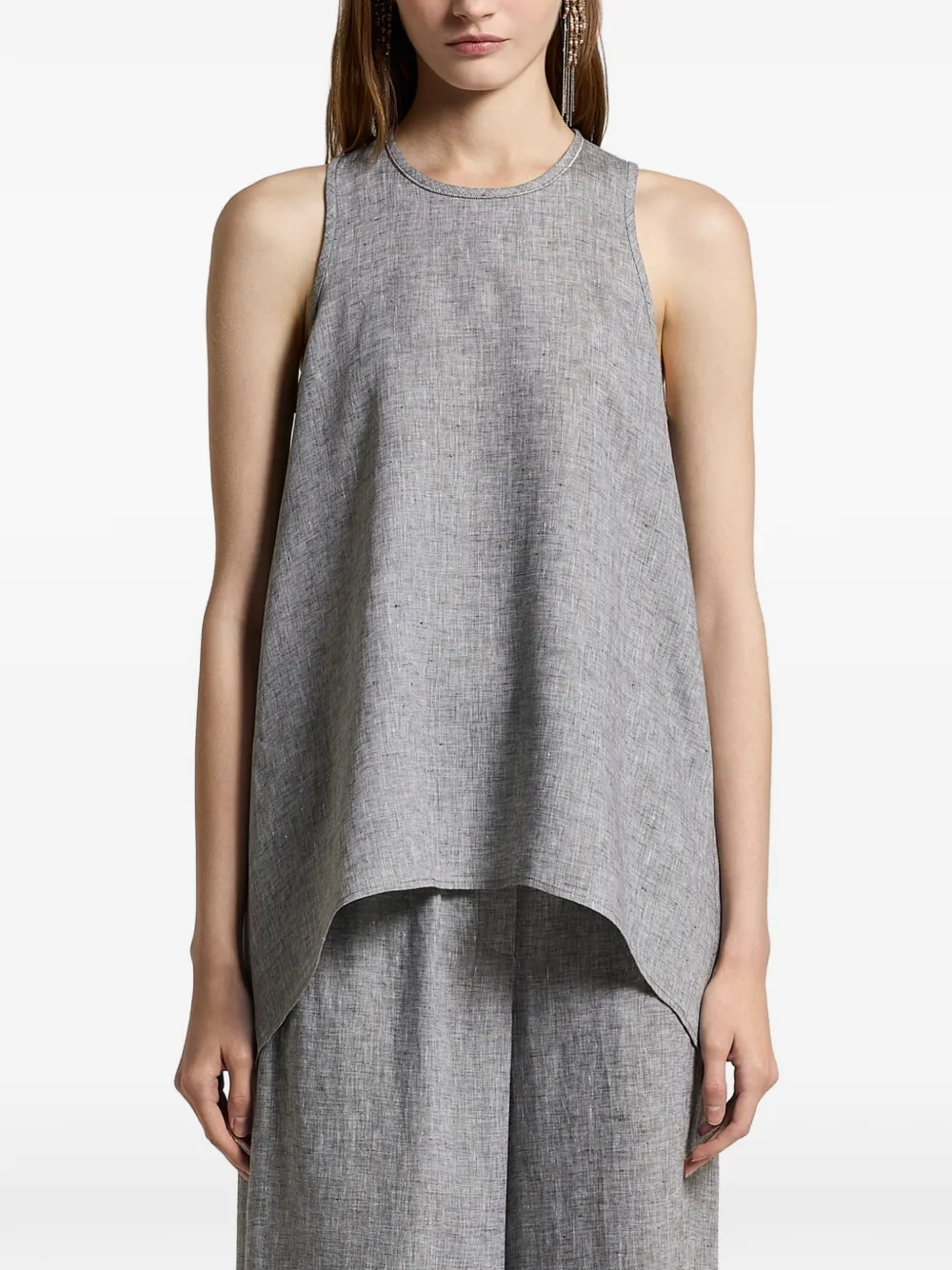 Peserico asymmetric sleeveless top - Grigio
