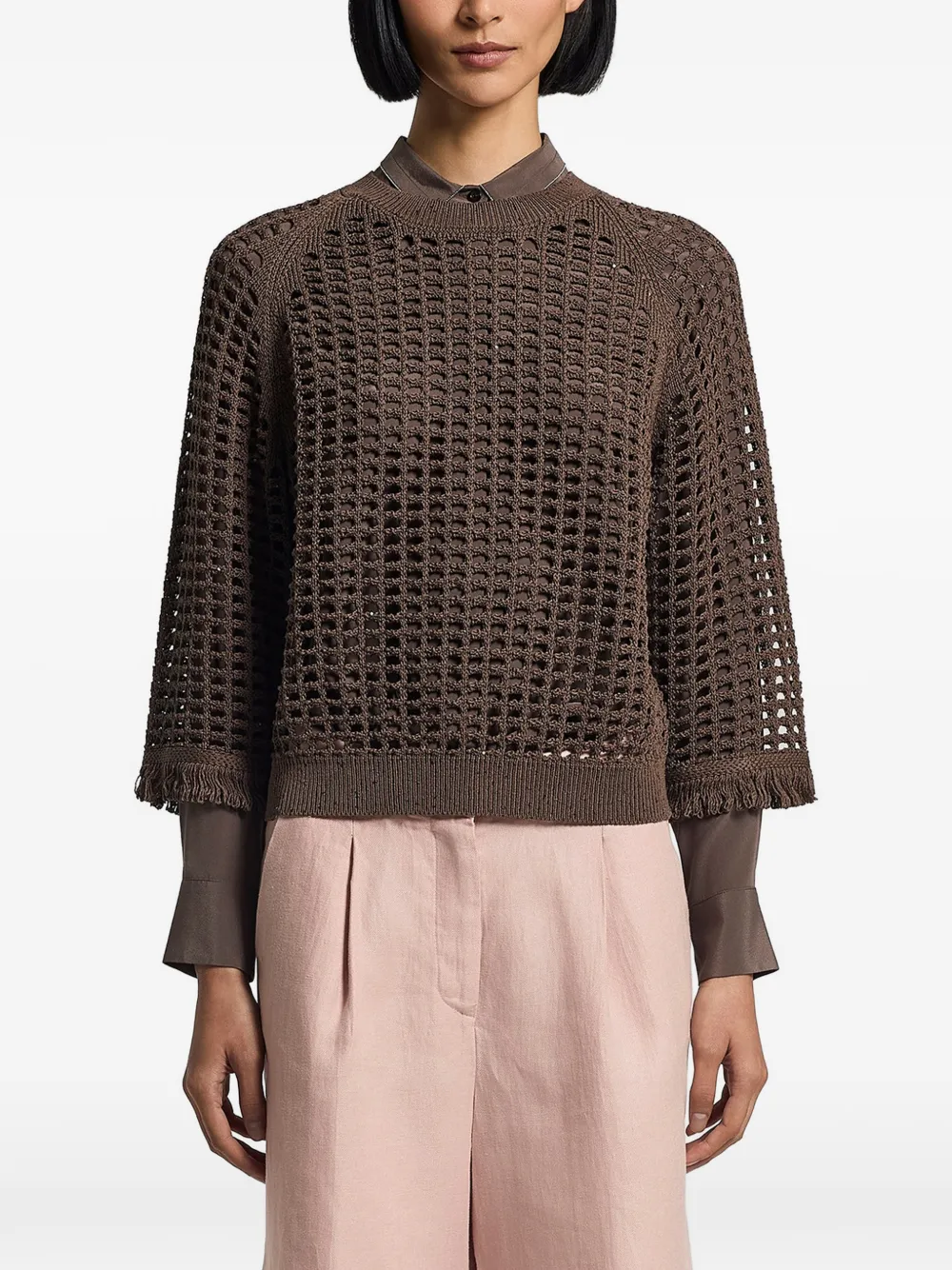 Peserico sequinned cordonet sweater - Marrone