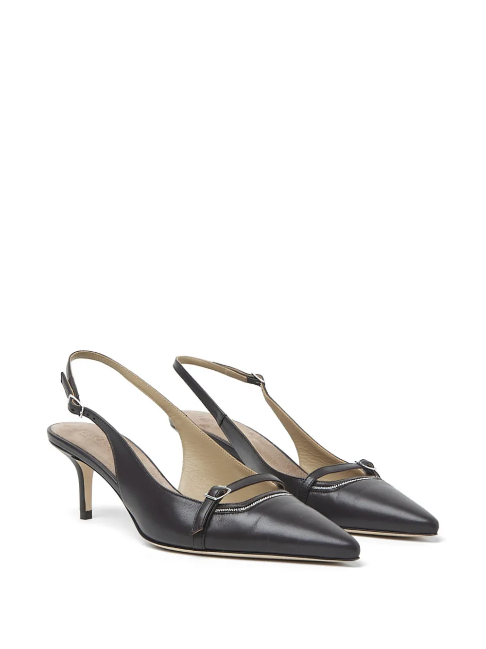 Peserico Leren slingback pumps Bruin