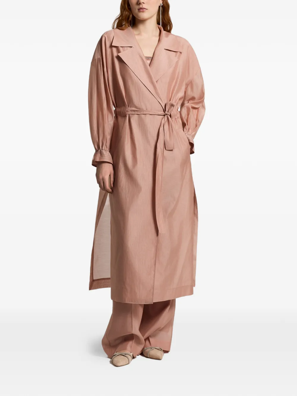  Peserico Collared Belted Coat - Pink 