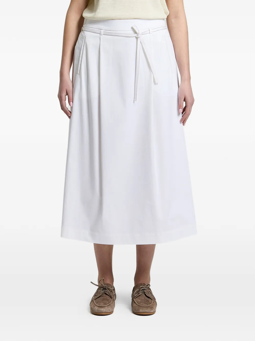 Peserico midi belted pleated skirt - Bianco
