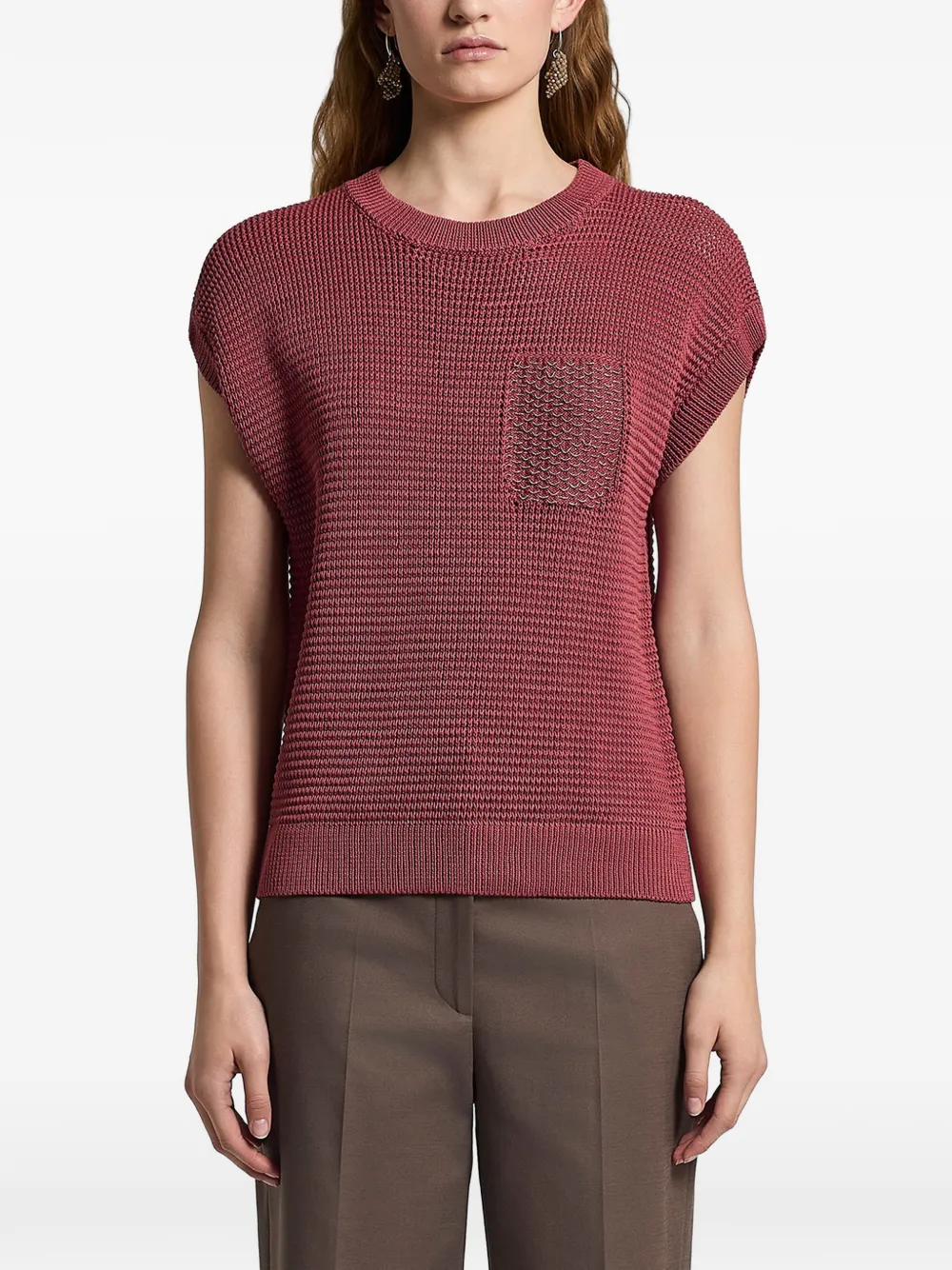 Peserico pocket knitted top - Rosa