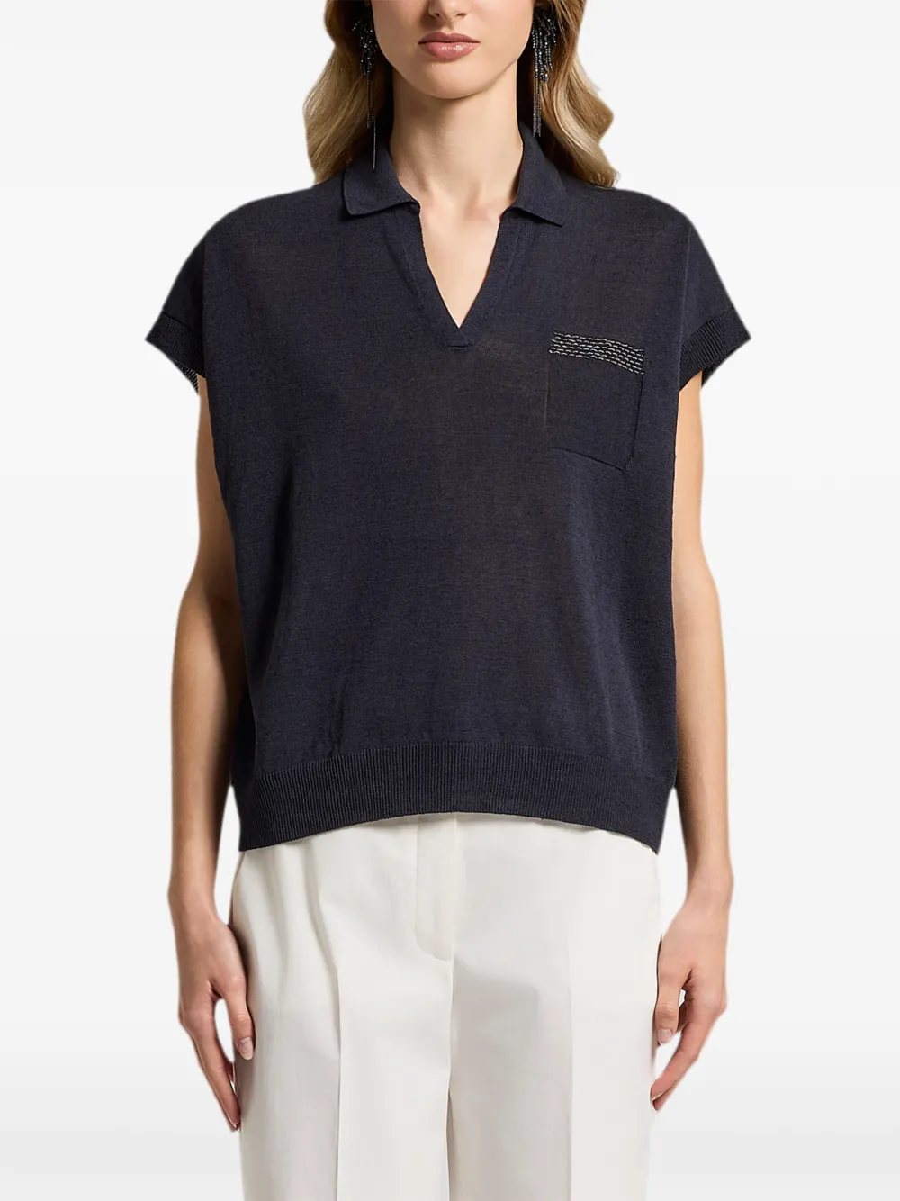 Peserico Maglione con scollo a V - Blu