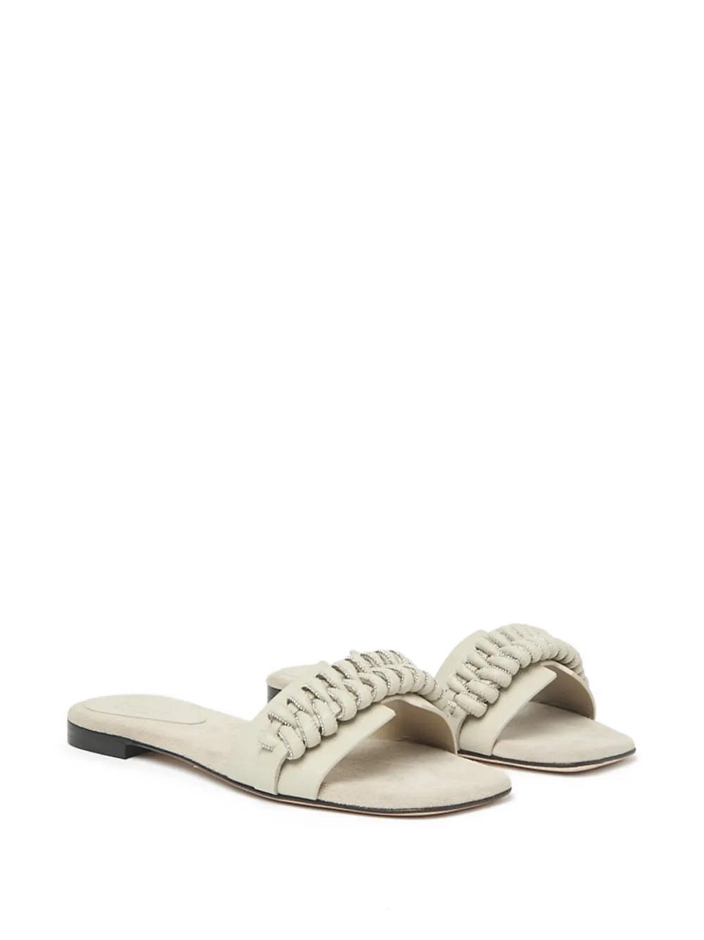 Peserico ruched-detail slides Beige