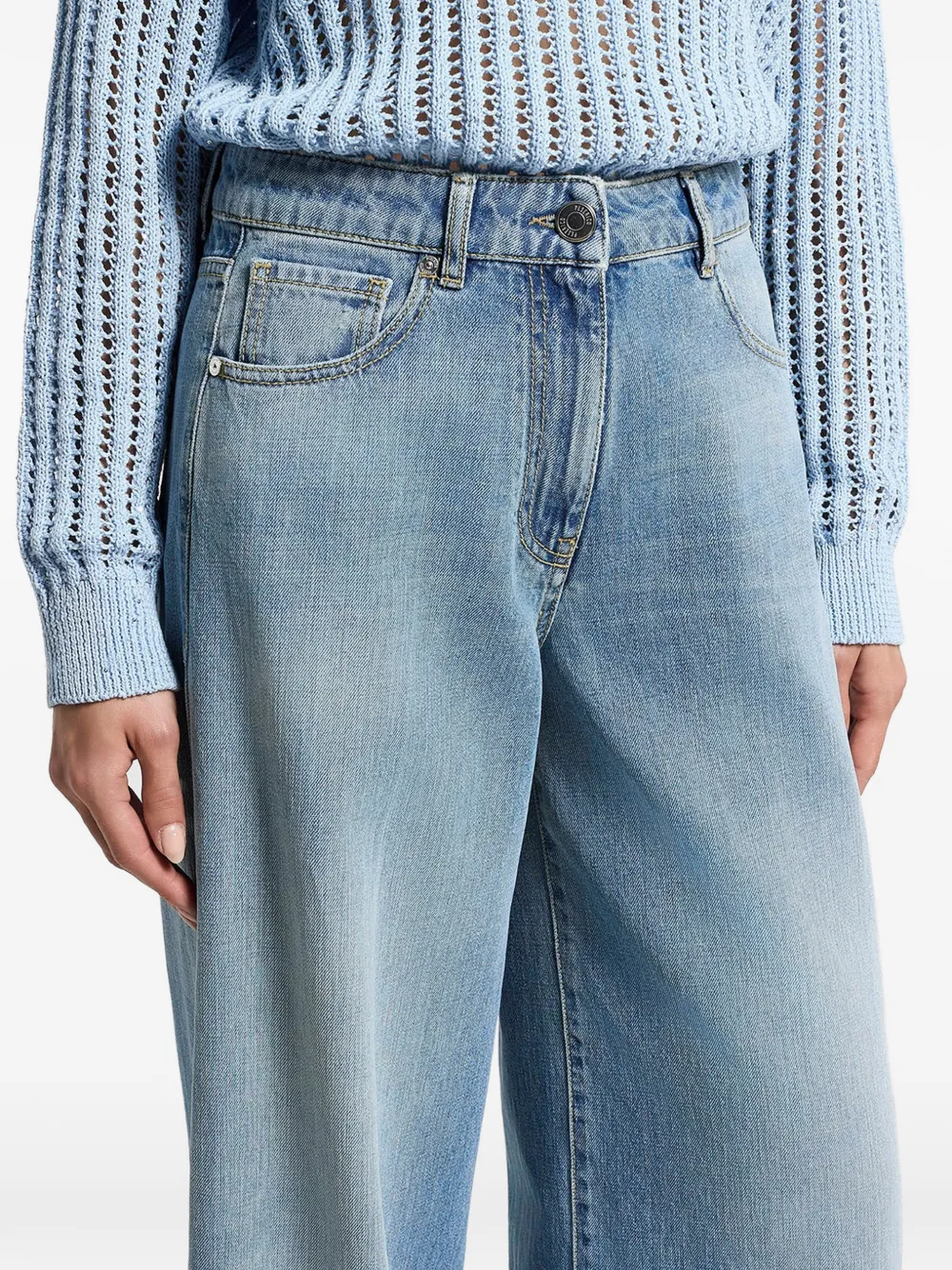 Peserico Pocket jeans met wijde pijpen Blauw