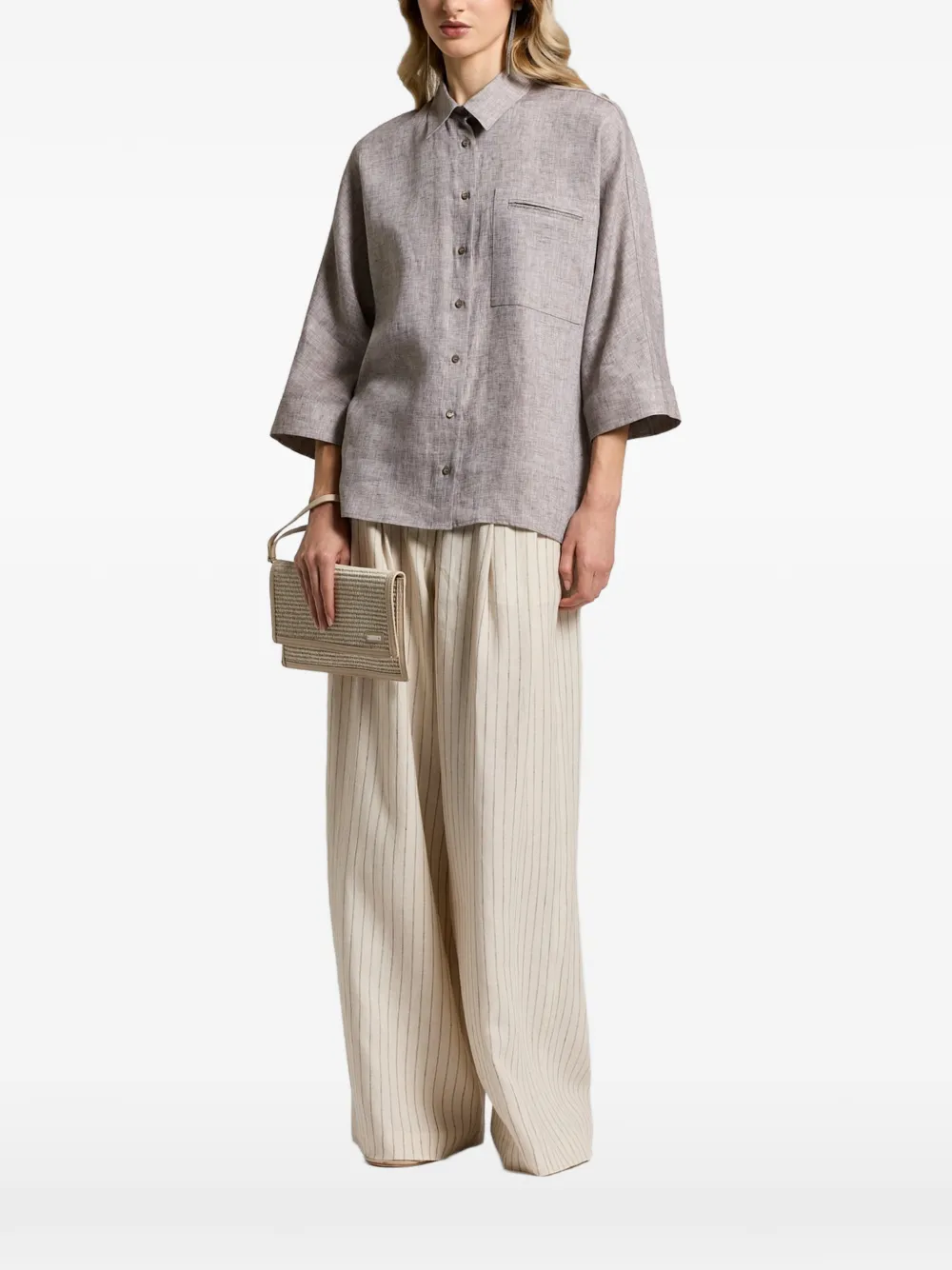 Peserico Chest-pocket Blouse In Gray