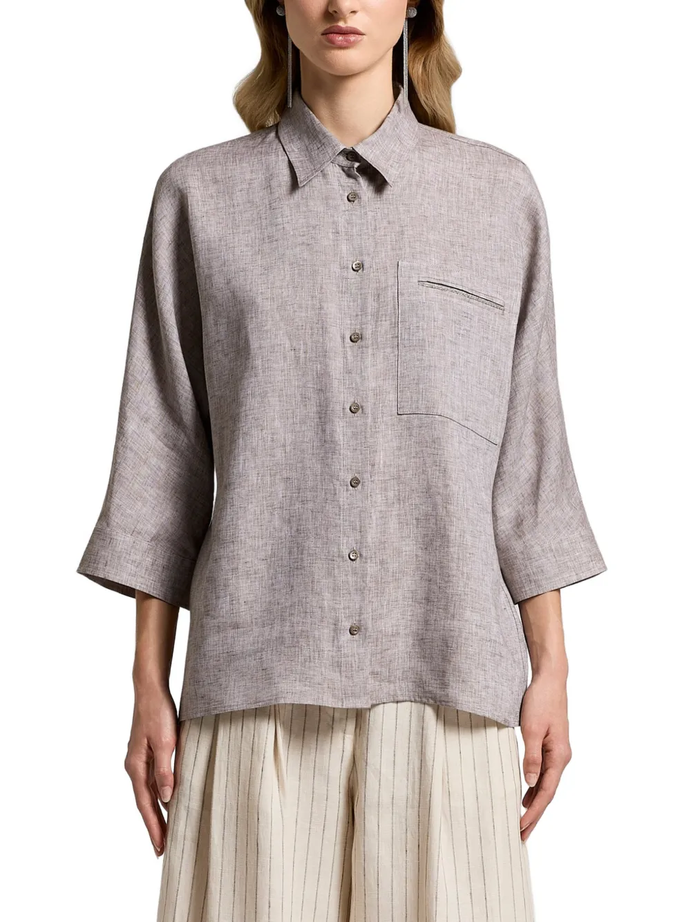Peserico Blouse met borstzak Beige