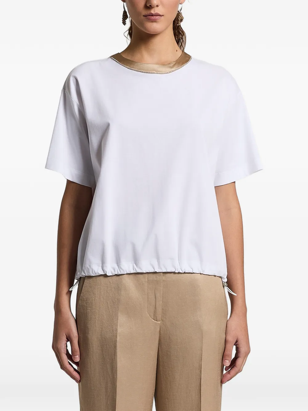 Peserico contrast-trim top - Bianco