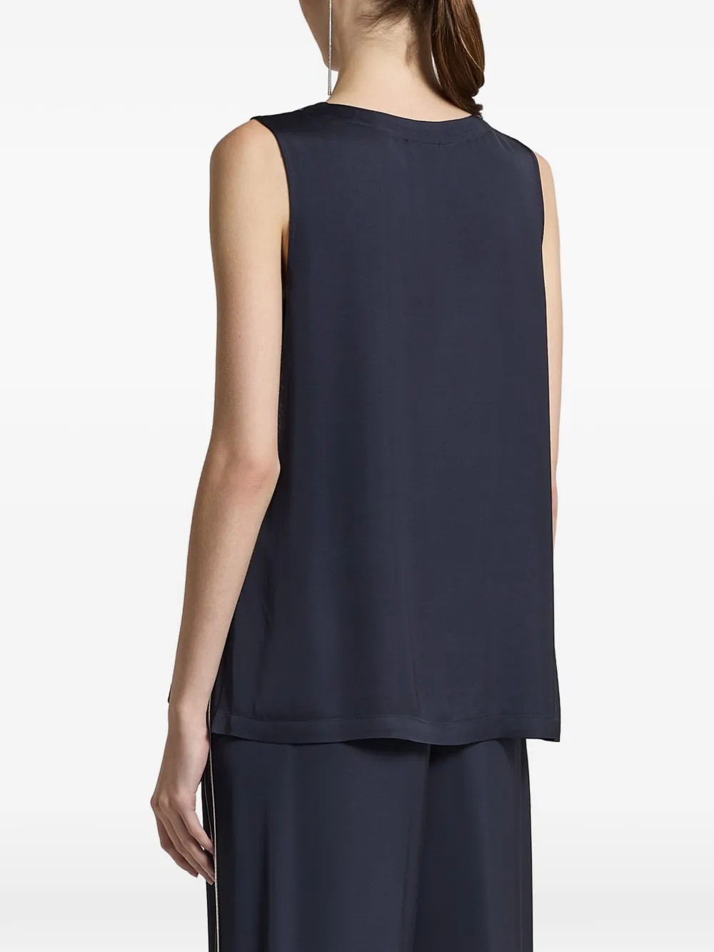  Peserico Aurea V-neck Sleeveless Top - Blue 