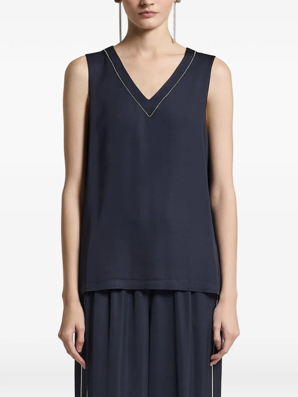 Peserico Aurea V-neck sleeveless top - Blu
