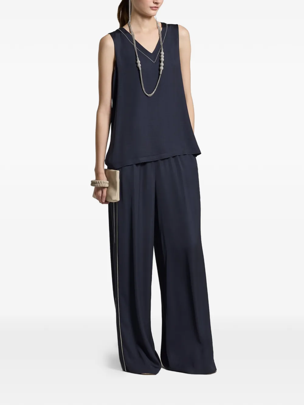  Peserico Aurea V-neck Sleeveless Top - Blue 
